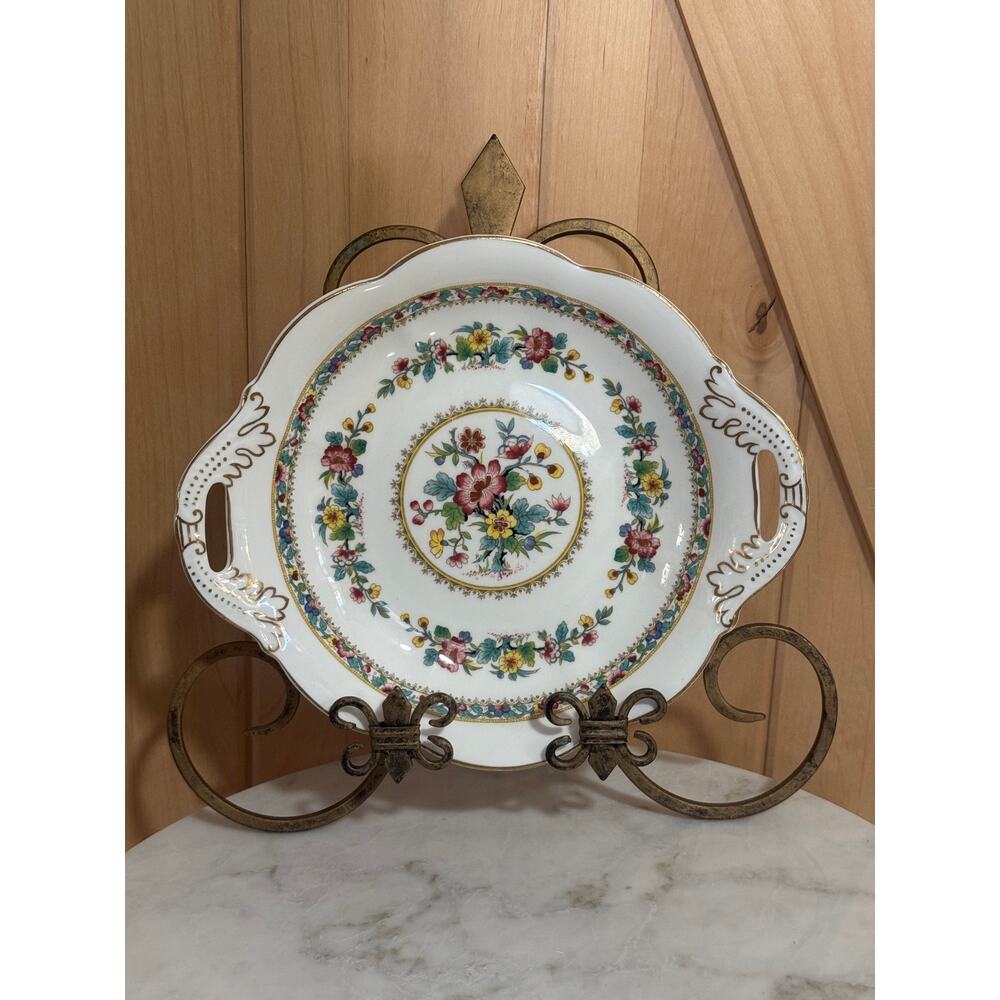 Vintage Coalport England Ming Rose Bone China Handled Bon Bon Dish